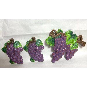 Ceramic Grape Wall Hanging Set Of 3 With Vivid Colors